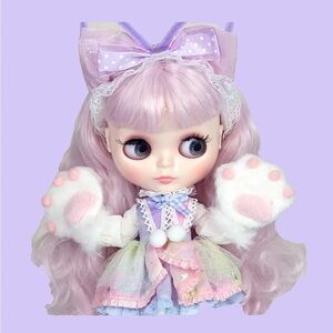 Pastel Doll with Bow and Paw Gloves